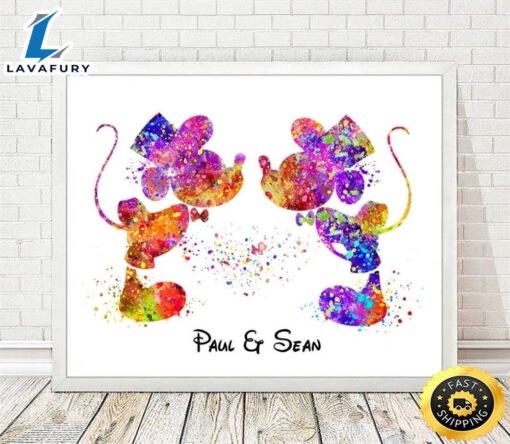 Valentine Day Mickey And Mickey Mouse Wedding Print Gay Art Custom Names