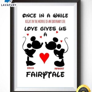 Valentine Day Personalised Mickey & Minnie Couple Love A4 Print Present Valentines Wedding