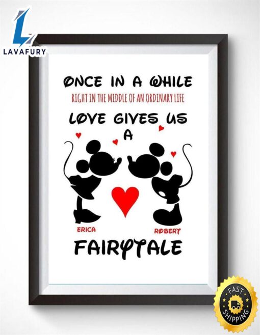 Valentine Day Personalised Mickey & Minnie Couple Love A4 Print Present Valentines Wedding