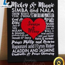 Valentine Day Personalized Disney Couple Names On Canvas