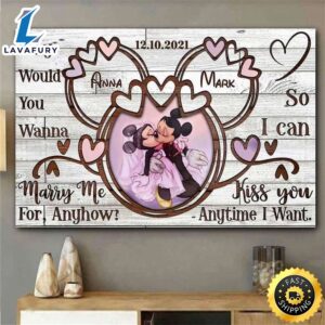 Valentine Day Personalized Mickey And Minnie Wedding Poster Couples Canvas, Disney Anniversary Gift For Couples