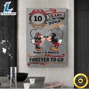 Valentine Day Personalized Mickey Mouse Couples Poster, Wedding Anniversary Gifts For Couples Canvas