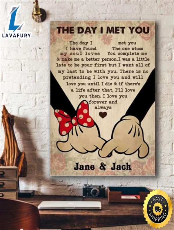 Valentine Day Personalized The Day I Met You Poster Mickey Minnie Love Couples Canvas