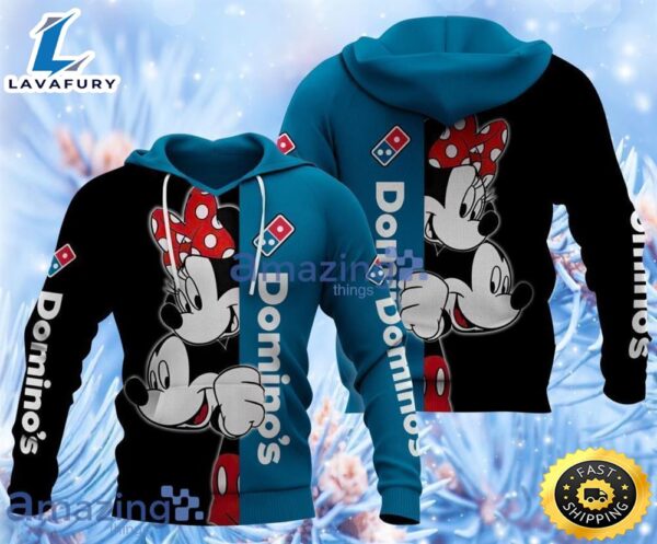 Valentine Domino’s Pizza Mickey Minnie Mouse Black And Blue Mickey Mouse Hoodie 3D Gift