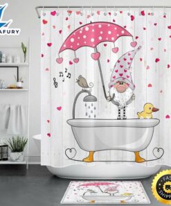 Valentine Hearts Shower Curtain Gnome…