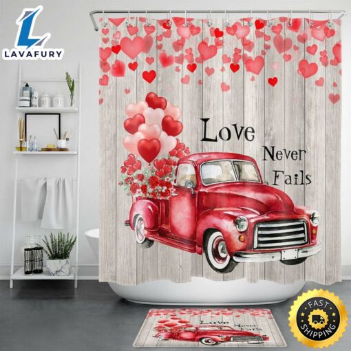 Valentine Love Never Fails Shower Curtains Valentine Bathroom Decor Romantic Gift Idea