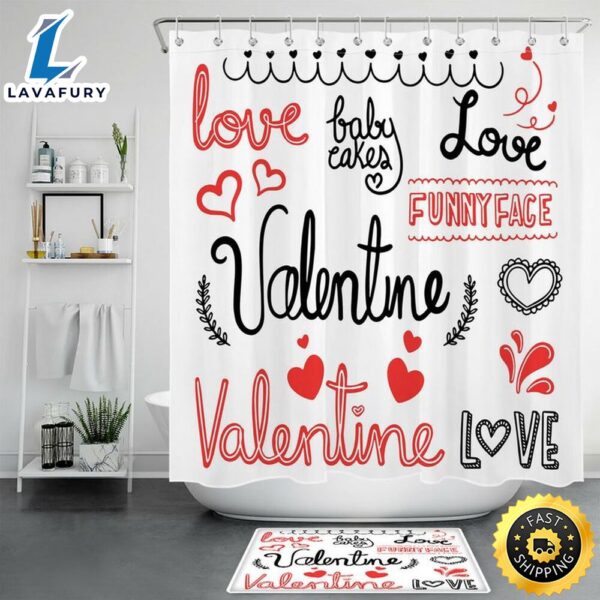 Valentine Love Shower Curtains Valentine Bathroom Decoration Valentine Hearts Husband Wife Gift