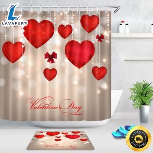 Valentine Shower Curtain Decorative Hearts…