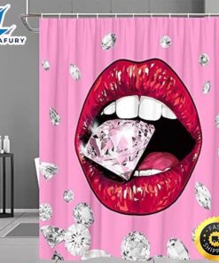 Valentine Shower Curtains Lips Bathroom…