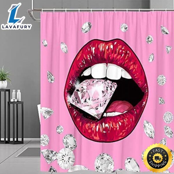 Valentine Shower Curtains Lips Bathroom Set Valentine Decor Romancecore Bathroom Home Decoration