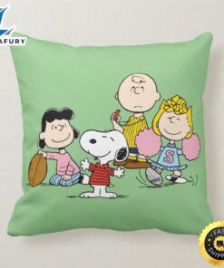 Valentine Snoopy and the Gang Play Football Throw Pillow