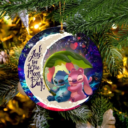 Valentine Stitch Angel Love You To The Moon Galaxy Ceramic Ornament