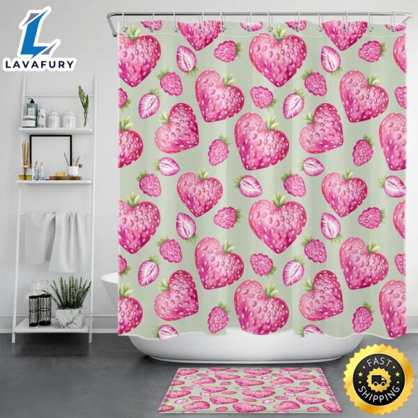 Valentine Strawberry Shower Curtains Valentine Home Decor Valentine Gift Romantic Gift Bathroom Decor