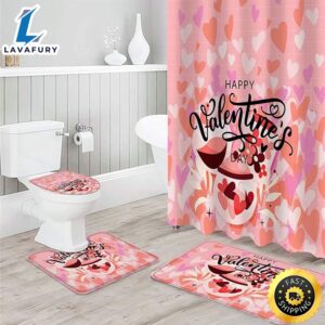 Valentines 4 Pcs Shower Curtain…