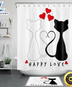 Valentines Cat Couple Shower Curtains…