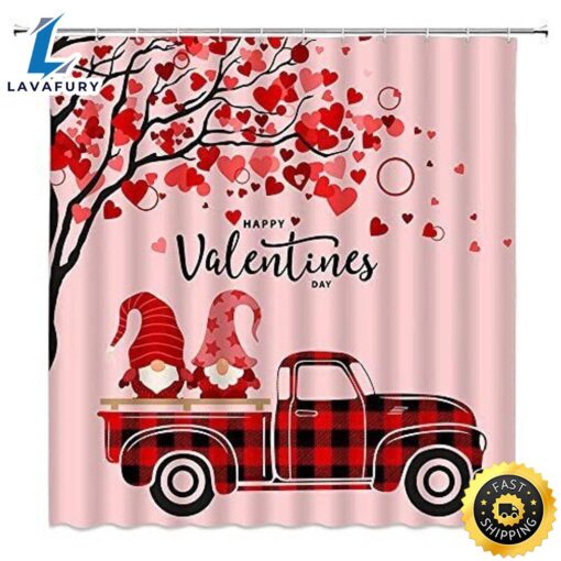 Valentines Day Bathroom Shower Curtains For Bathroom Gnome On The Car Home Bath Decor Wedding