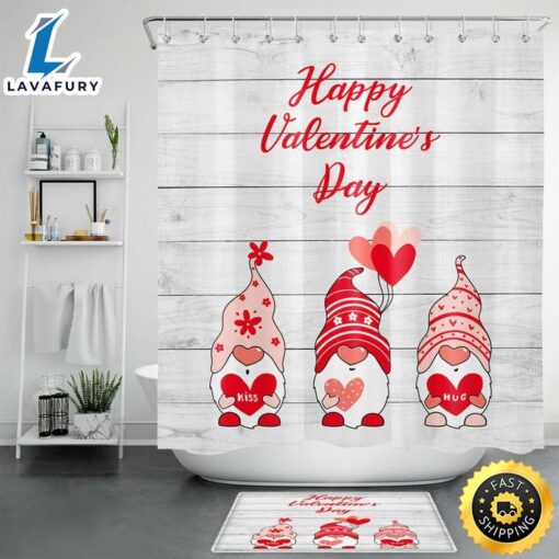 Valentines Day Gnomes Shower Curtains Romancecore Bathroom Home Decor Valentine Gift Husband Wife Gift