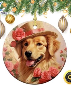 Valentine’s Day Happy Dog Ceramic Ornament Hugs Kisses Heart Dog Valentine’s Day Ornaments