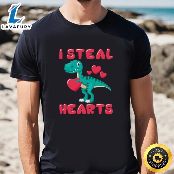 Valentines Day I Steal Hearts Trex Lovers T-Shirt