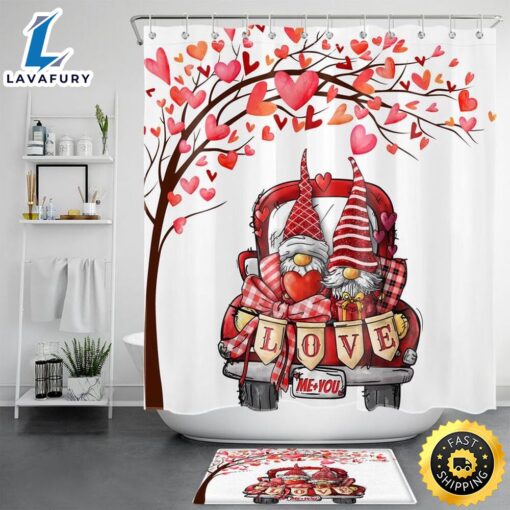 Valentines Day Shower Curtain Valentine Gnome Love Shower Curtain Set Happy Valentines Day Gifts