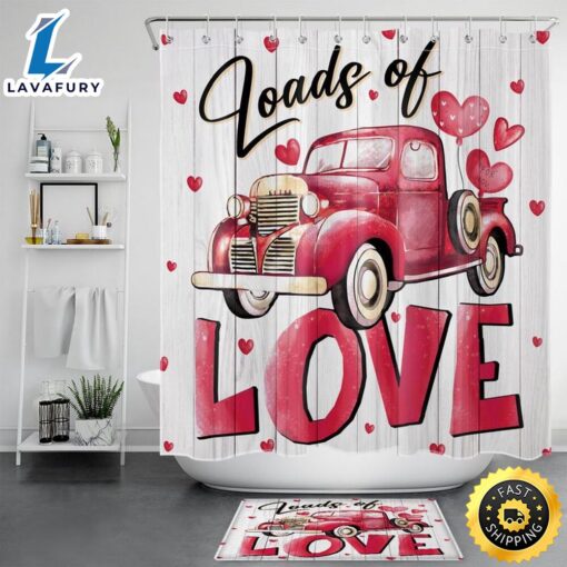 Valentines Day Shower Curtains Loads Of Love Bathroom Curtains Bathroom Decoration Gift For Couples