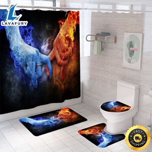 Valentines Day Shower Curtains Water And Fire Bathroom Sets Valentine Bathroom Decor Girlfriend