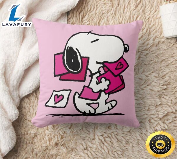 Valentine’s Day Snoopy With Valentines Throw Pillow