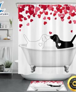 Valentines Dog Couple Shower Curtains…