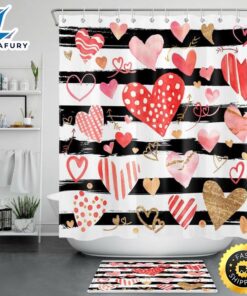 Valentines Hearts Shower Curtain Valentine…