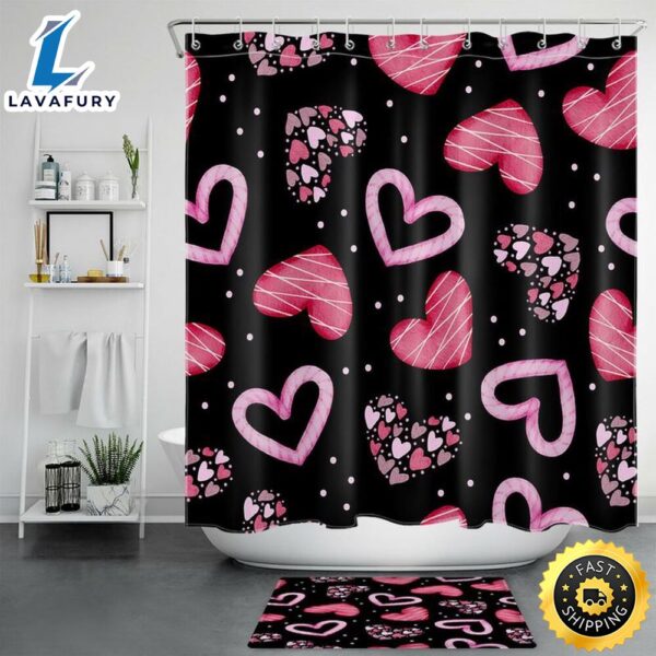 Valentines Hearts Shower Curtains Bathroom Decor Romancecore Bathroom Home Decor