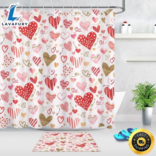 Valentines Hearts Shower Curtains Valentine Decoration Valentines Day Gift