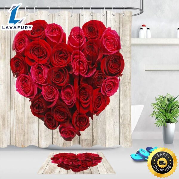 Valentines Red Roses Shower Curtains Valentine Love Romantic Bathroom Decor Valentine Gift Idea