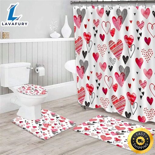 Valentines Shower Curtain Set With Non