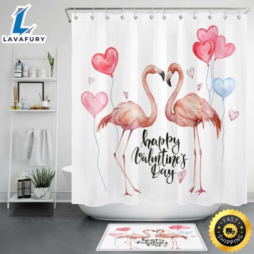 Valentines Shower Curtains Flamingo Couple Bathroom Curtains Flamingos Lovers Gift Valentine Gift Idea