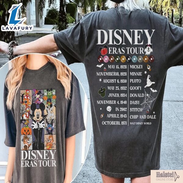 Vintage Disney Eras Tour 2 Sides Shirt, Mickey and Friends Halloween Shirt