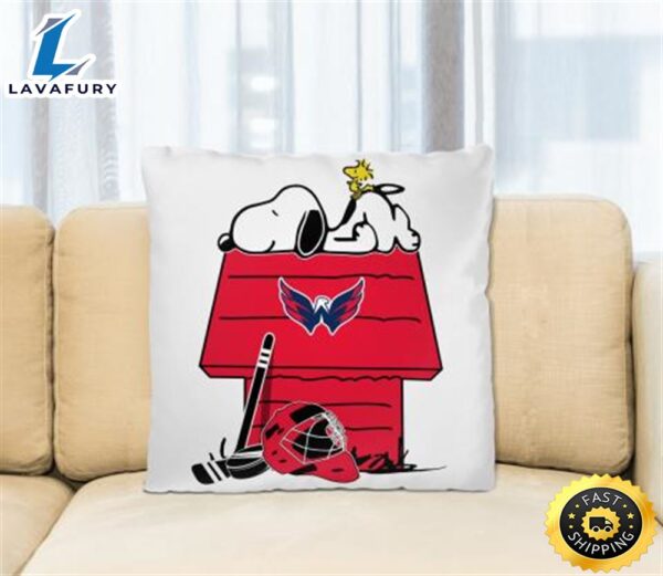 Washington Capitals NHL Hockey Snoopy Woodstock The Peanuts Movie Pillow Square Pillow