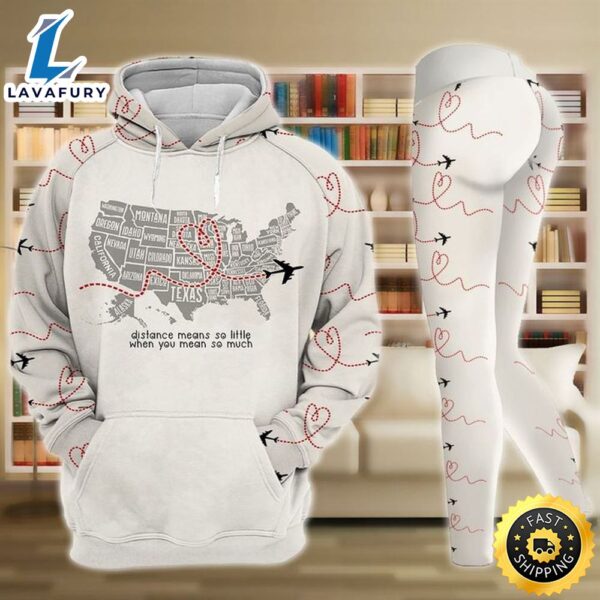 White Distance Means So Little When You Mean So Much Valentine Couple Legging Hoodie , Valentine Legging Hoodie