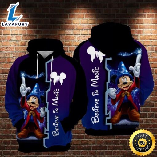 Wizard Mickey Mouse Disney Believe In Magic Over Print 3d Zip Hoodie