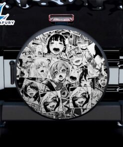 Ahegao Anime Girl Car Spare Tire Covers Gift For Campers