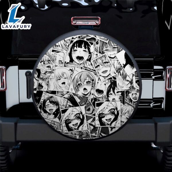 Ahegao Anime Girl Car Spare Tire Covers Gift For Campers