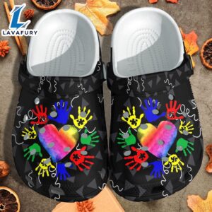 Autism Awareness Colorful Hand With Heart Love Shoes  Be Kind Shoes Clogs Gifts For Mother Day