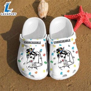 Autism Awareness Day Autism Mom Strong Messy Bun Puzzle Pieces Mothers Day Crocband Clog Shoes