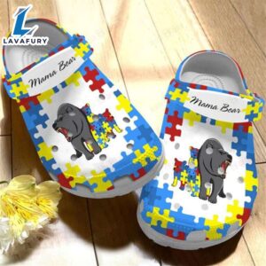 Autism Awareness Day Mama Bear Puzzle Pieces Mothers Day Crocband Clog Shoes