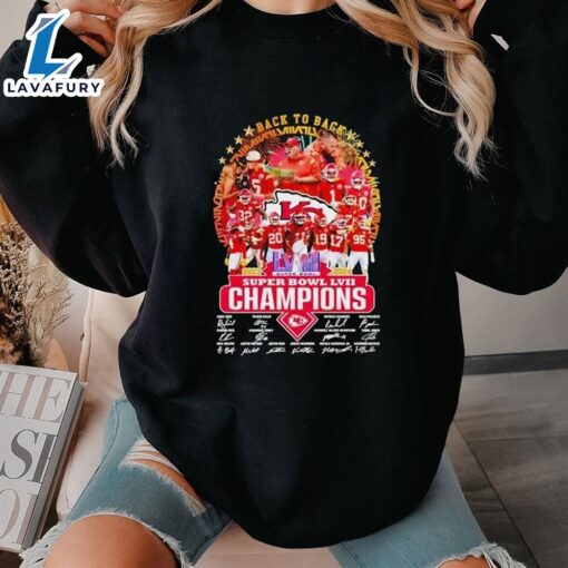 Back To Back 2023 2024 Super Bowl Lviii Champions Kansas City Chiefs Signatures Shirt Ladies Tee