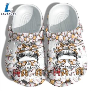 Baseball Mama Leopard Croc Shoes Gift Mother Birthday Baseball Mom Supporter Son Player Shoes Gift Women