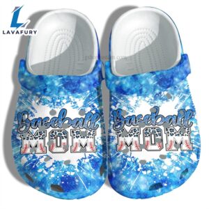 Baseball Mom Leopard Twinkle Blue Croc Shoes Gift Wife Baseball Line Leopard Shoes Gift Mother Day