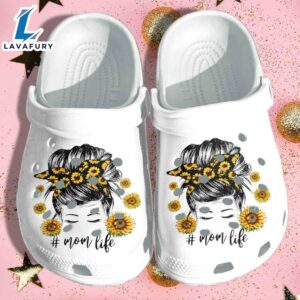 Beautiful Mom In Sunflower Shoes  Mom Life Clog Birthday Gift For Mother Daughter