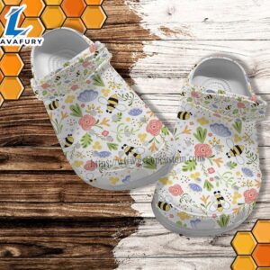 Bee Floral Cute Croc Shoes Gift Mother Day Bee Kind Grandma Shoes Croc Clogs