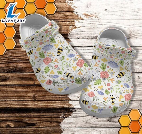 Bee Floral Cute Croc Shoes Gift Mother Day Bee Kind Grandma Shoes Croc Clogs