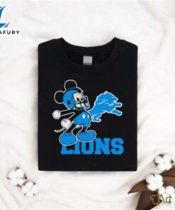 Best Mickey Mouse Cartoon Nfl Detroit Lions Football Player Helmet Logo Shirt